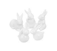 White Porcelain Rabbits Ceramic Rabbits Figurines Home Decoration Adorable 5Pcs
