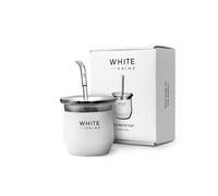 WHITE Prime Yerba Mate Gourd - Taza de acero inoxidable de doble pared con bombilla, taza de té térmica mate de 8 onzas, taza de té Argentina Mate para ritual diario (8 onzas)