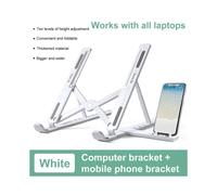 (White pro) Supporto per laptop Femoro pieghevole con dissipazione del calore regolabile per laptop