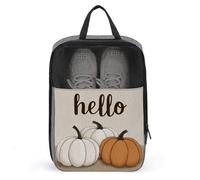 White Pumpkins Simple Word Hello - Bolsa de zapatos para viajes, uso diario, bolsa de almacenamiento antipolvo para zapatos de golf
