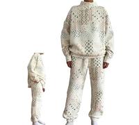 White Quilted Christmas Sweatshirt, Christmas Holiday Quilted Mockneck Sweatshirt Set for Women/Men or Girls/Boys (Long Pants,XXL)
