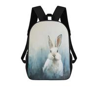 White Rabbit in Blue Field Painting Mochilas Impresas En 3D Para Niños, Mochila Escolar, Mochila Informal Para Exteriores, Mochila Informal De Moda Para Niños, Lindas Bolsas De Viaje 17inch