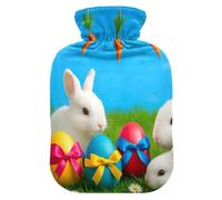 White Rabbits - Botellas de agua caliente con funda de terciopelo suave, bolsa de agua caliente para aliviar el dolor de cuello y hombros, tamaño pequeño