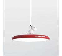 White Resin Bear Pendant Light, LED Flying Saucer Pendant Light, Round Kitchen Island Lighting Fixtures,Pendant Ceiling Light
