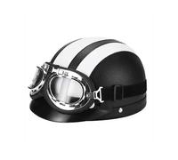 (White) Retro Motorcycle Leather Half Helmet With Goggles