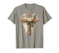 White Rose Flower Christian Cross For Women and Blessed Mom Camiseta