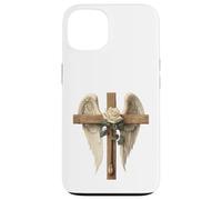 White Rose Flower Christian Cross For Women and Blessed Mom Carcasa para iPhone 13