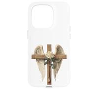 White Rose Flower Christian Cross For Women and Blessed Mom Carcasa para iPhone 15 Pro