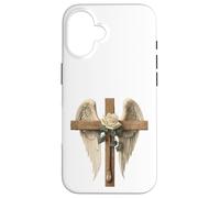 White Rose Flower Christian Cross For Women and Blessed Mom Carcasa para iPhone 16