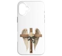 White Rose Flower Christian Cross For Women and Blessed Mom Carcasa para iPhone 16 Plus