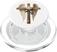White Rose Flower Christian Cross For Women and Blessed Mom PopSockets PopGrip para MagSafe