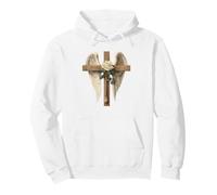 White Rose Flower Christian Cross For Women and Blessed Mom Sudadera con Capucha