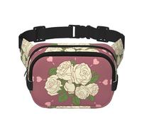 White Rose of Love Fitness - Riñonera de viaje moderna e informal, riñonera cuadrada de doble capa, color negro, talla única, Negro, One Size