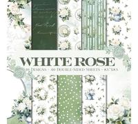 White Roses Scrapbook Paper Craft Pad: 10 Elegant Floral Designs, 40 Double-Side Sheets (4 Per Design) Printed on 8.5"x8.5" Size Paper. Great For Card ... Album, Mixed Media, Decorations Etc.