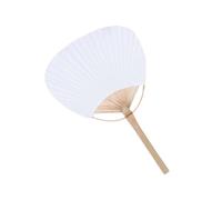 White Round Craft Hand Fan - Dough Blank Bamboo Grip, Traditional Folding Artistic Paint Project | Decorative Chinese-Inspired Wall Display Fan Lightweight Handheld Frame, Paintable Art Template