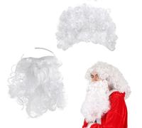 White Santa Beard,Wigs Mustache Hairpiece Christmas,Claus Beard for Adults,White FakeBeard Christmas Santa Clau,BeardWigs Santa Claus Men Women,2PC