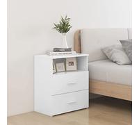 White Scandinavian Nightstand with 2 Shelves, 50x32x60cm Modern Bedside Table for Bedroom, Sturdy Wooden Legs, Easy to Clean, Space Saving Storage Furniture