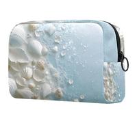 White Sea Shells - Bolsa de cosméticos para mujer, neceser de viaje, bolsa organizadora de maquillaje grande con cremallera, multicolor, 18.5x7.5x13cm/7.3x3x5.1in, Neceser
