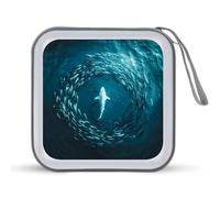White Shark Hunting Fish in The Blue Ocean - Estuche portátil para CD con capacidad para 40 DVD, organizador de almacenamiento para viajes en coche, Estilo:, Talla única