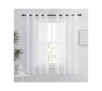 White Sheer Curtains - Set of 2 Short Curtain 140 x 160 cm Home Decor Bedroom Kitchen, Organza Tulle with Eyelets Sheer Bright Filter, White, 2 PCs