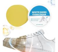 White Shoe Cleaner - Anti Yellow Cream, 100g Sneakers Cleaning Kit with Sponge | Gentle White Shoe Cream for Leather, Mesh, Rubber & Canvas | Removes Stains & Yellowing for Women & Men