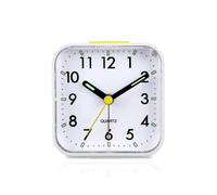 (White)Silent Analog Alarm Clock Non Ticking, Gentle Wake, Beep Sounds