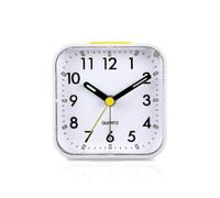 (White)Silent Analog Alarm Clock with Non-Ticking Mechanism - Gentle Wake Beep Sounds with Increasing Volume, Battery Operated Snooze Feature