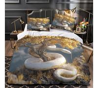 White Snake Surrounds The Ancient Golden Tree Juegos De Ropa De Cama Impresión 3D,Microfibra Funda De Edredón Y Fundas De Almohada 3 Unidades para Niños Y Adultos Super King（260x220cm）