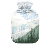 White Snow Mountain - Bolsa de agua caliente con cubierta suave, bolsa de compresión caliente de 1 litro para artritis