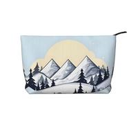 White Snowy Mountains - Bolsa de maquillaje de pana versátil con cremallera para uso diario y organizador de capacidad de viaje, Black, Talla única