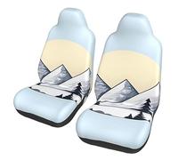White Snowy Mountains Dua Sarung JOK Mobil,& Sarung JOK Mobil Depan, Cocok Untuk Sebagian Besar Mobil, SUV, Truk, Van, Dll.