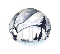 White Snowy Mountains - Gorro de ducha para mujer, impermeable, reutilizable, con cordón elástico lavable, adecuado para cabello largo y trenzas, ideal para ducharse.