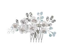 White Soft Ceramic Flower Women's Hair Comb Pearl Rhinestone Daily Clip Wedding Party Bridal Jewelry Headdress(J7244S)