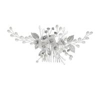 White Soft Ceramic Flower Women's Hair Comb Pearl Rhinestone Daily Clip Wedding Party Bridal Jewelry Headdress(Color 2)