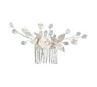White Soft Ceramic Flower Women's Hair Comb Pearl Rhinestone Daily Clip Wedding Party Bridal Jewelry Headdress(J7236S)