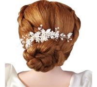 White Soft Ceramic Flower Women's Hair Comb Pearl Rhinestone Daily Clip Wedding Party Bridal Jewelry Headdress(J7274S)
