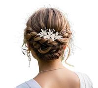 White Soft Ceramic Flower Women's Hair Comb Pearl Rhinestone Daily Clip Wedding Party Bridal Jewelry Headdress(J7358S)