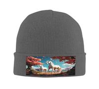 White Stallion Under The Peach Blossom Tree Knit Beanie Beanie Hat for Hombres/Mujeres Hombres Gorro de punto con puños - Sombreros de punto para invierno suave y cálido