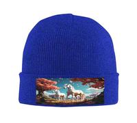 White Stallion Under The Peach Blossom Tree Knit Beanie Beanie Hat for Hombres/Mujeres Hombres Gorro de punto con puños - Sombreros de punto para invierno suave y cálido