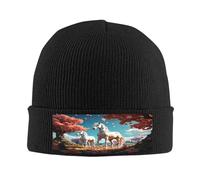 White Stallion Under The Peach Blossom Tree Knit Beanie Beanie Hat for Hombres/Mujeres Hombres Gorro de punto con puños - Sombreros de punto para invierno suave y cálido