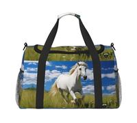 White Stallion2 - Bolsas de noche para mujeres y hombres, bolsa de hombro para viajes, artículos esenciales de viaje, Negro -, Talla única