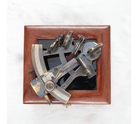 White Starline 5" Premium Nautical Brass Sextant with Deluxe Rosewood Crafted Glass Case | Wooden Box | Maritime Reproduced Collectibles | Children's Gift | Nagina International (Antique)