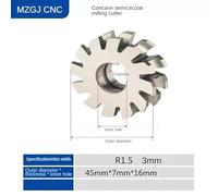 White steel concave semi-circular milling cutter, HSS milling convex arc groove milling cutter, forming milling cutter,R1R3R5R10(R1.5)