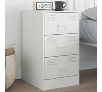 White Steel Night Stand with 3 Drawers, Cold Rolled Metal Bedside Table 34.5x39x62 cm, Modern Elegant Design for Bedroom & Living Room, Easy to Clean & Assemble, MAX Load 24 kg