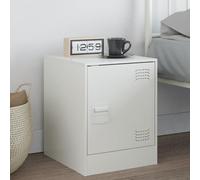 White Steel Nightstand 34.5x39x44 cm with Storage Shelf, Elegant Modern Bedside Table for Bedroom, Cold Rolled Steel Structure, Easy to Clean, MAX Load 25kg