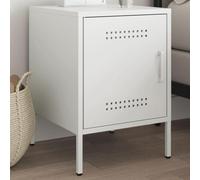 White Steel Nightstand 36x39x50.5 cm Industrial Design Bedside Table with Storage Space, Sturdy Metal End Table for Living Room or Study, Easy to Clean Modern Furniture