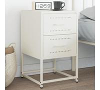 White Steel Nightstand 36x39x60.5 cm Industrial Design with Wide Storage Space, Sturdy Metal Bedside Table for Living Room & Bedroom, Easy to Clean Multifunctional End Table with Wall Mounting Kit