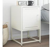 White Steel Nightstand 36x39x60.5 cm Industrial Design with Wide Storage Space, Sturdy Metal Bedside Table for Bedroom Living Room, Easy to Clean Multifunctional Side Table
