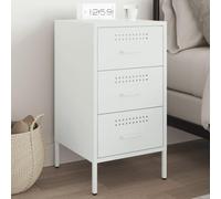 White Steel Nightstand 36x39x68 cm with 3 Drawers, Industrial Style Bedside Table for Bedroom & Living Room, Cold Rolled Steel Frame, Adjustable Legs, Modern Storage Cabinet