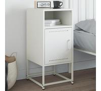 White Steel Nightstand 36x39x78 cm with Industrial Design, Sturdy Metal Bedside Table for Bedroom & Living Room, Spacious Storage & Easy to Clean, Modern Side Table for Home Decor